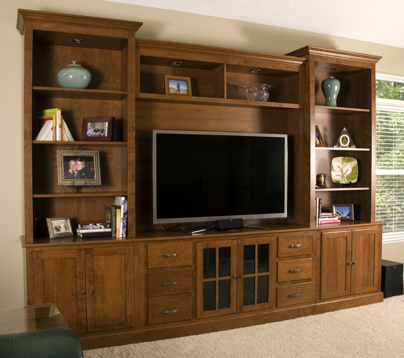 Full Entertainment Center in Cherry with S14 Stain