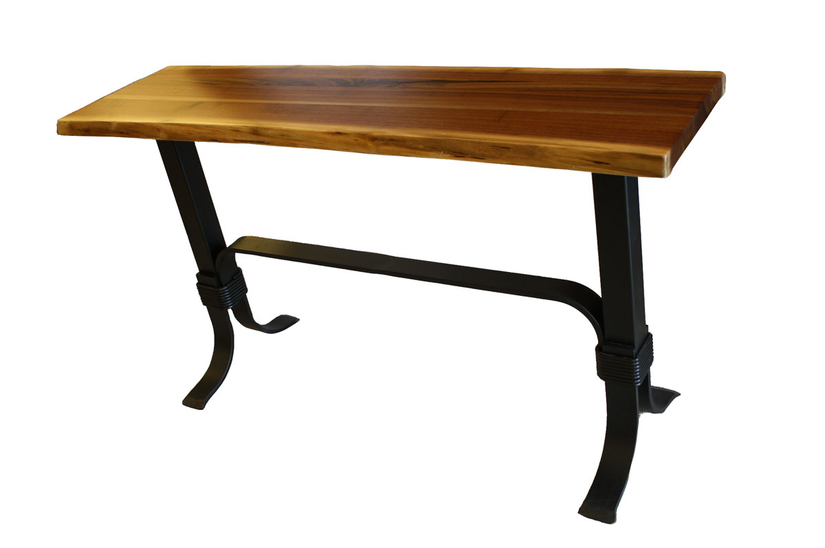Wrap Around Live Edge Occasional Tables Ohio Hardwood Furniture Walnut Live Edge Sofa Table With Wrap Around Base
