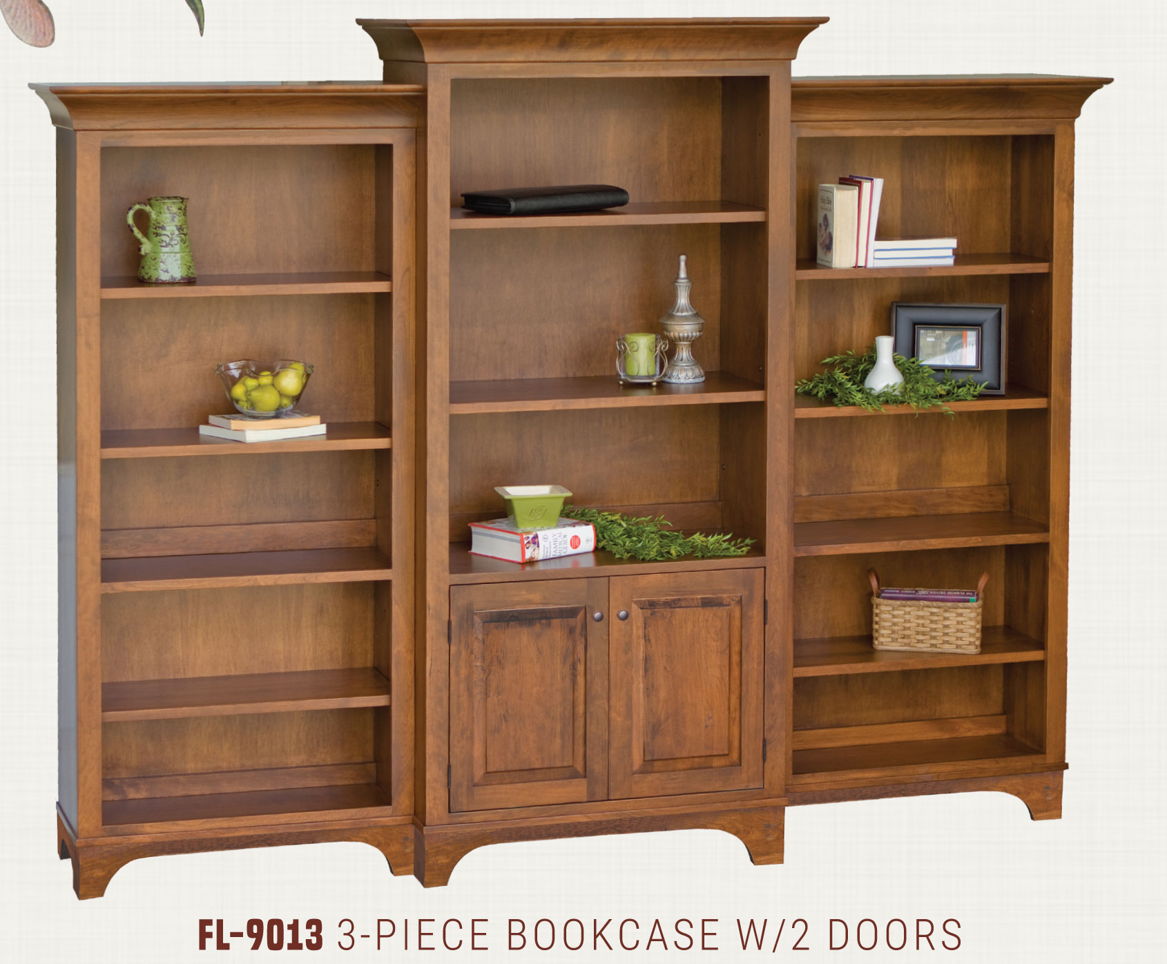 Finley 3 Piece Bookcase with 2 Doors