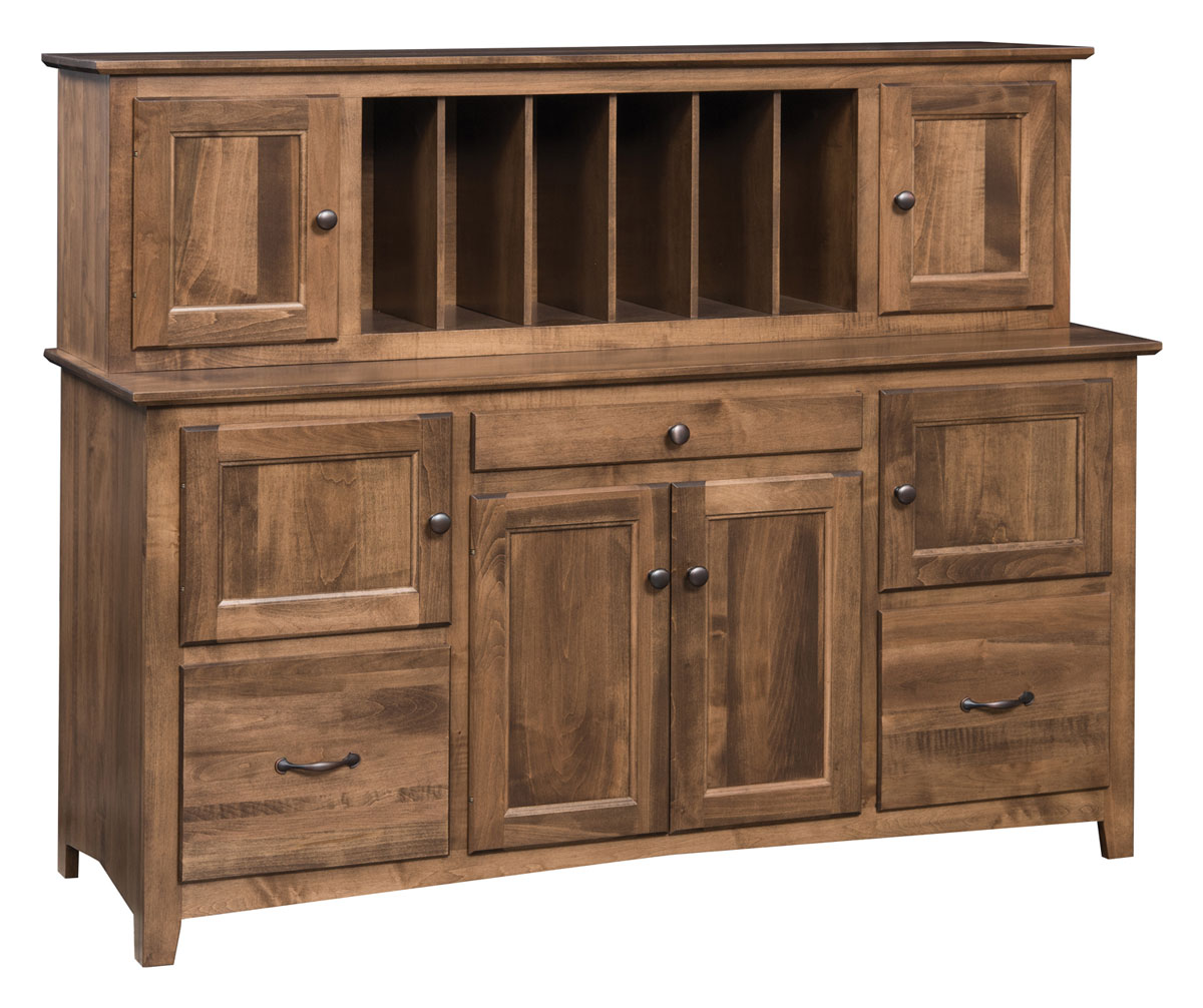 Linwood 60 inch Computer Credenza with Linwood Pigeon Hole Hutch 