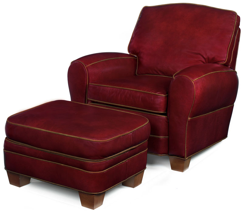 4181 Courtney Chair and 4180 Courtney Ottoman by McKinley Leather
