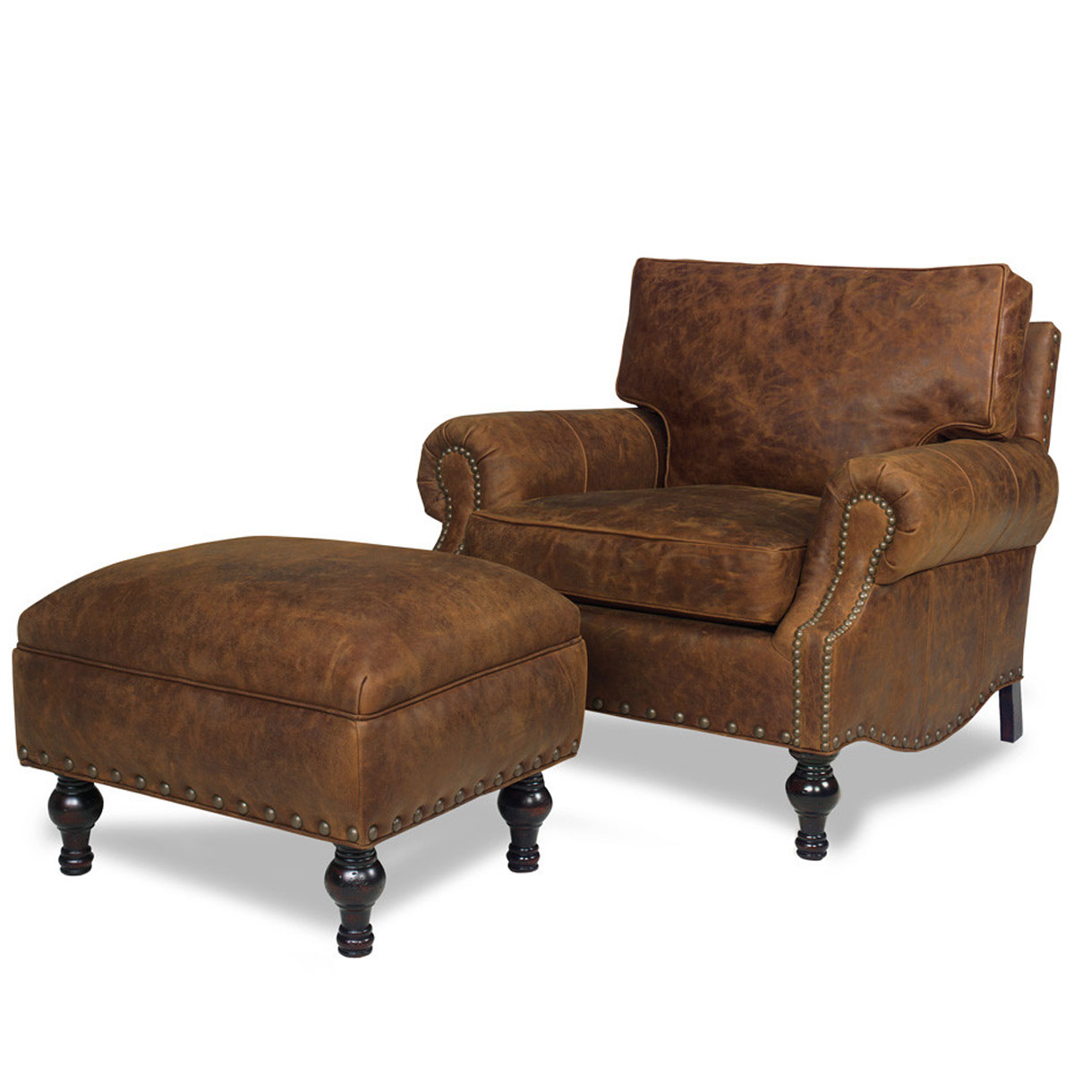2170 Bronson Ottoman and 2171 Bronson Chair by McKinley Leather