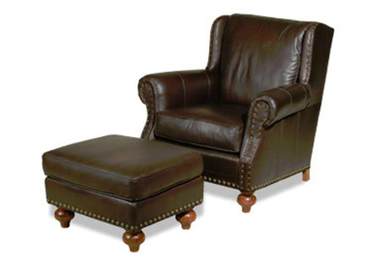 3900 Ulysses Ottoman & 3901 Ulysses Lounge Chair by McKinley Leather