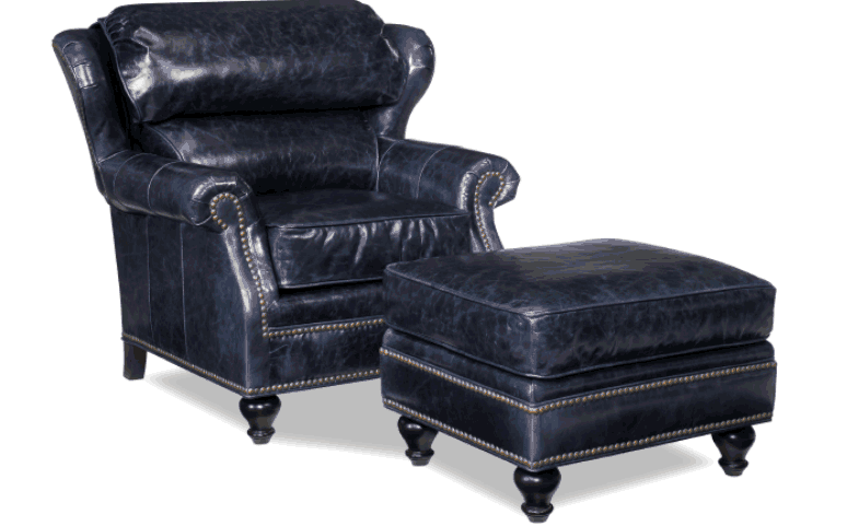 3950 Bunyan Ottoman and 3951 Bunyan Chair by McKinley Leather
