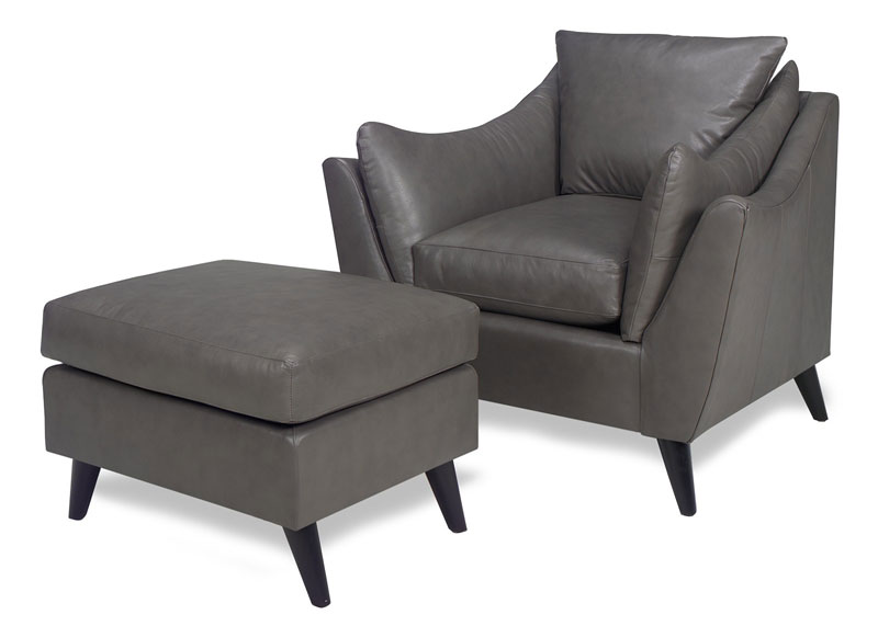 4171 Olivia Chair and 4170 Olivia Ottoman by McKinley Leather