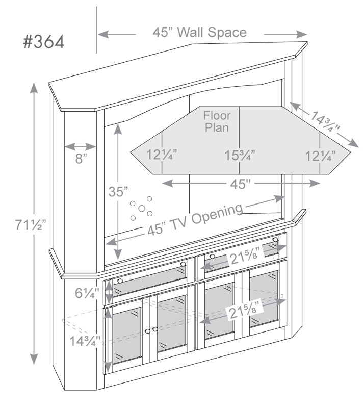 Corner Entertainment Center in Solid Hardwood Ohio Hardwood Furniture