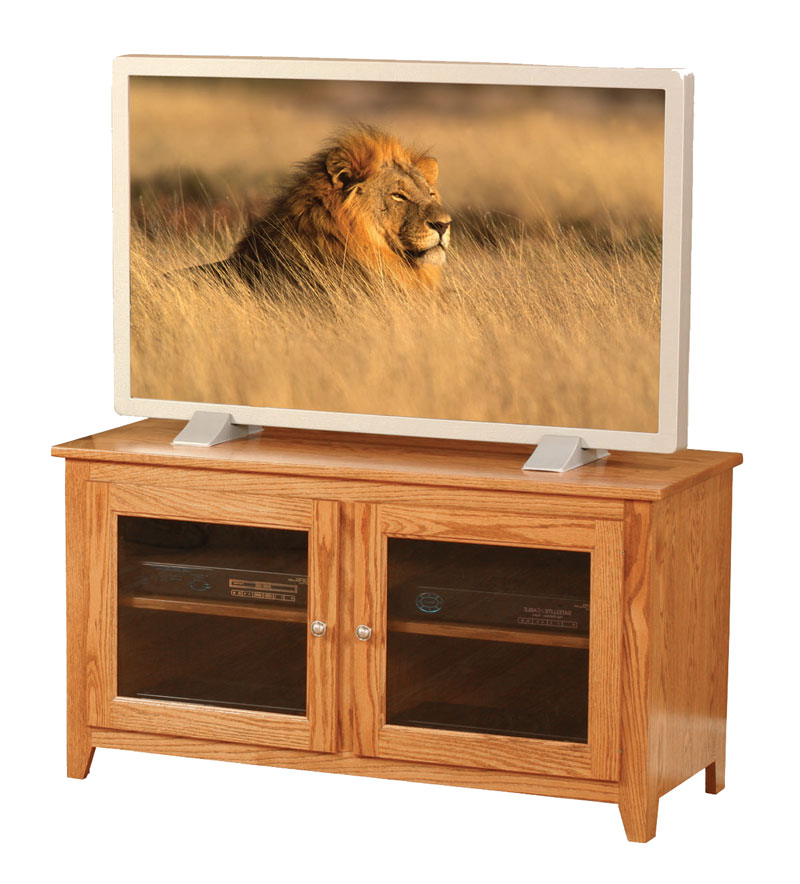 Economy Two Glass Door Tv Stand In Solid Hardwood Ohio Economy Two Glass Door Tv Stand In Oak With Ocs 102 Stain
