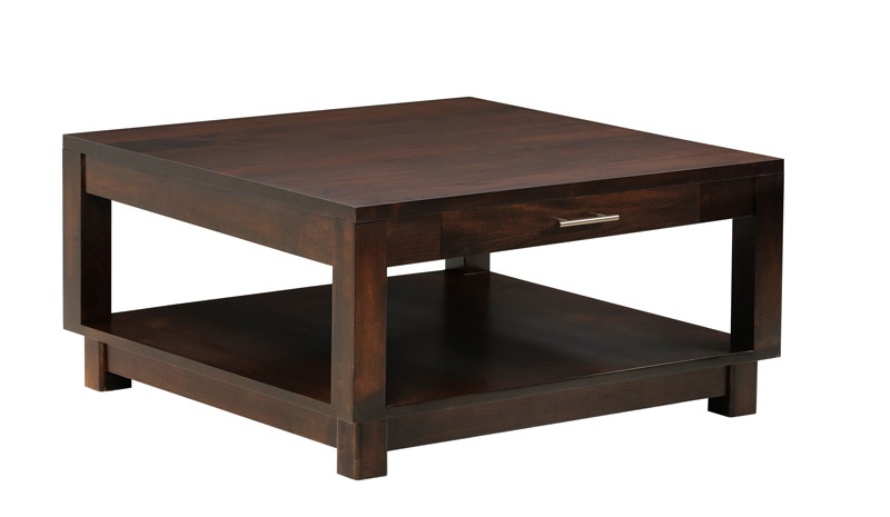 Urban 538 Square Coffee Table With Drawer - Ohio Hardwood Furniture Urban 538 Square Coffee Table with a Drawer in Brown Maple with a OCS 230 Stain. - Urban 538 Square Coffee Table With Drawer - Ohio Hardwood Furniture