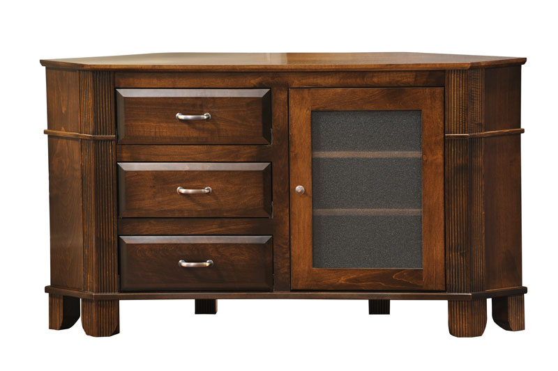 arlington 3 drawer corner tv stand in solid hardwood ohio hardwood