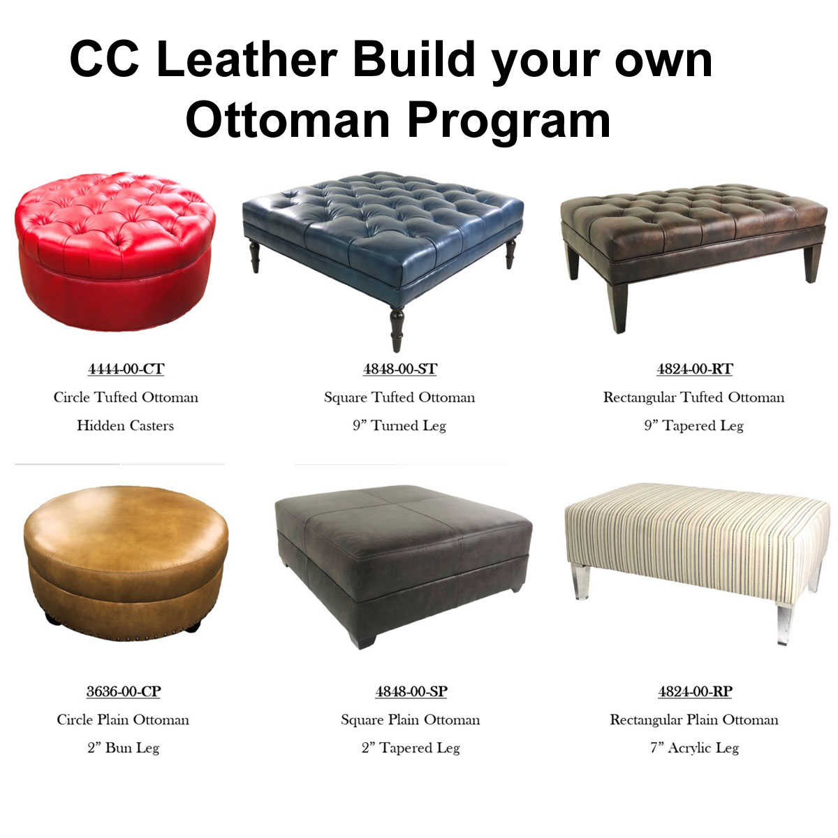   Carolina Custom Leather Build Your Own Ottoman Program