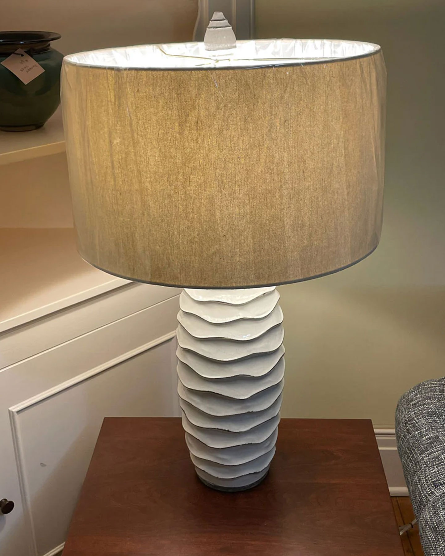 Natural Light Ebbtide Table Lamp with Linen Oatmeal Drum Shade