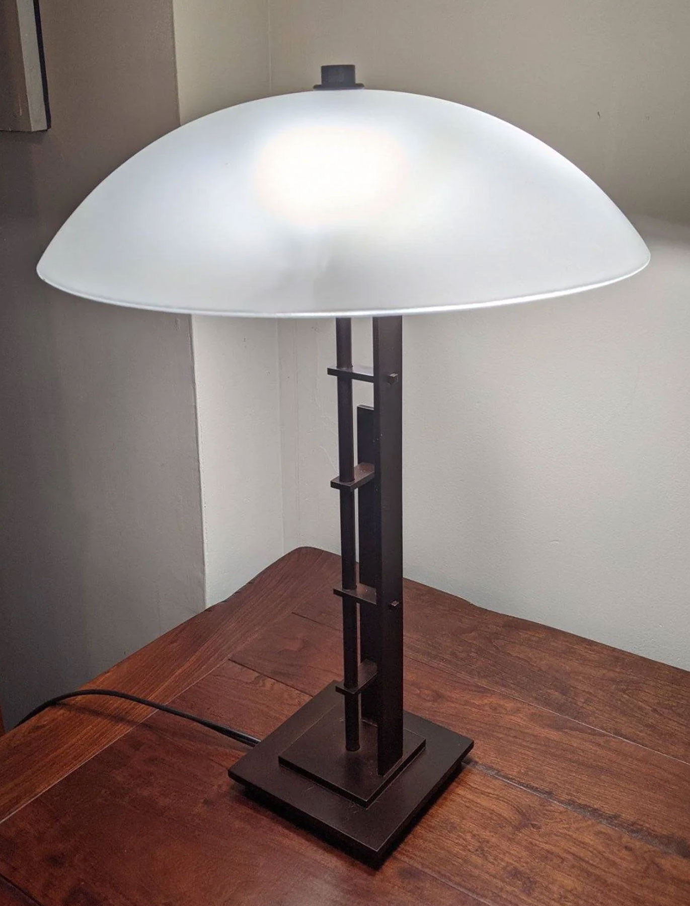 Hubbardton Forge Metra Double Table Lamp in Mahogany Finish