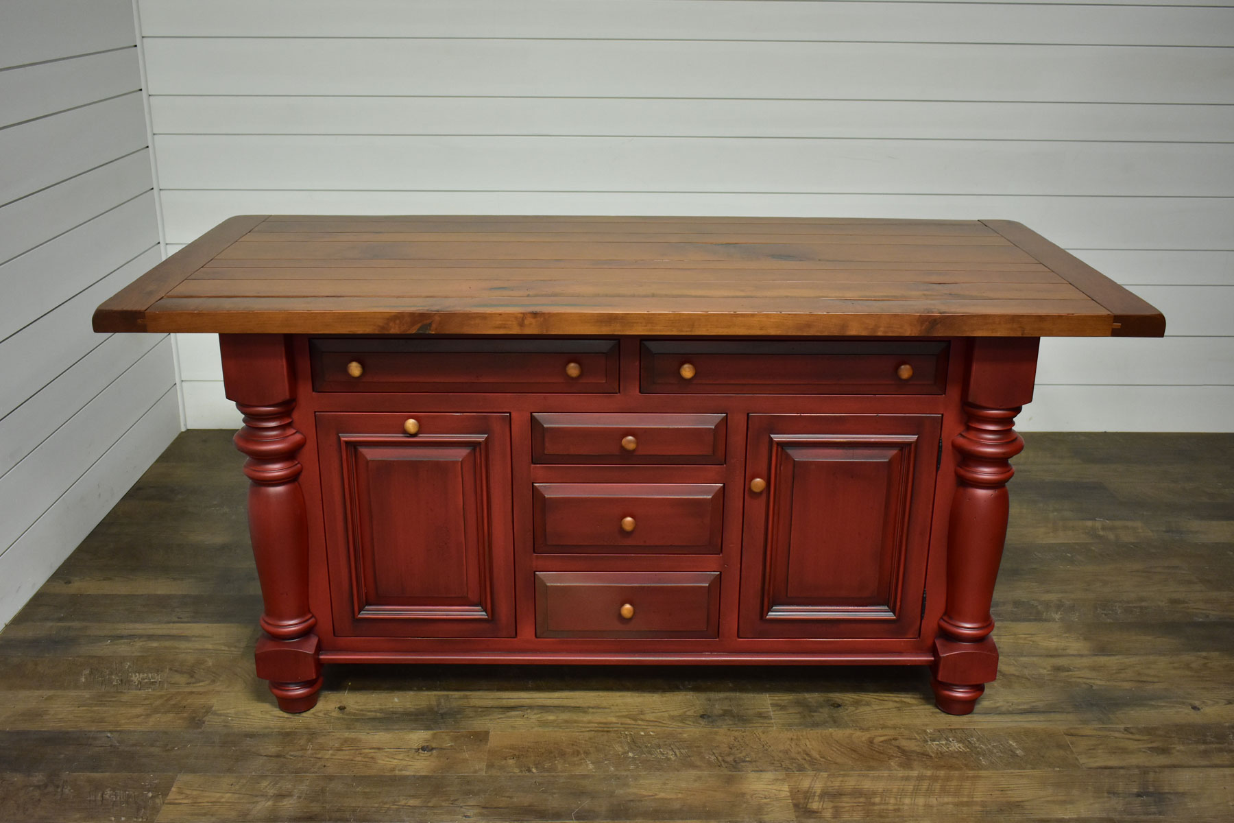 Constance Bay Kitchen Island with Rustic Cherry Top and Brown Maple Base