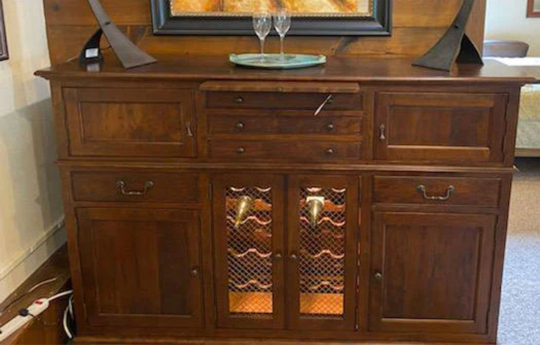 Mackenzie Dow Brighton Buffet with Seeded Glass Doors and Wine Rack in Cherry