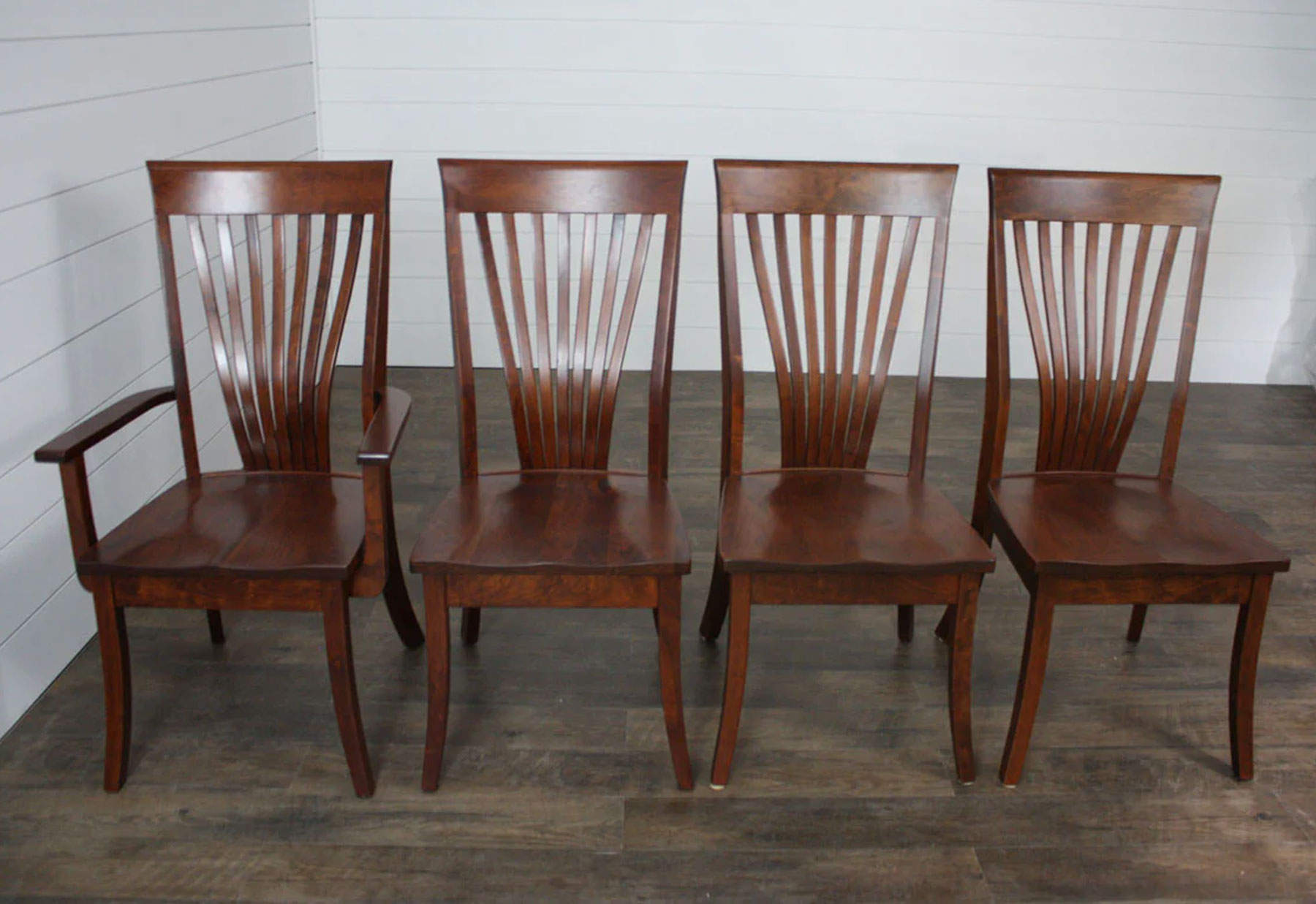(4) Christy Fan Back Dining Chairs in Cherry