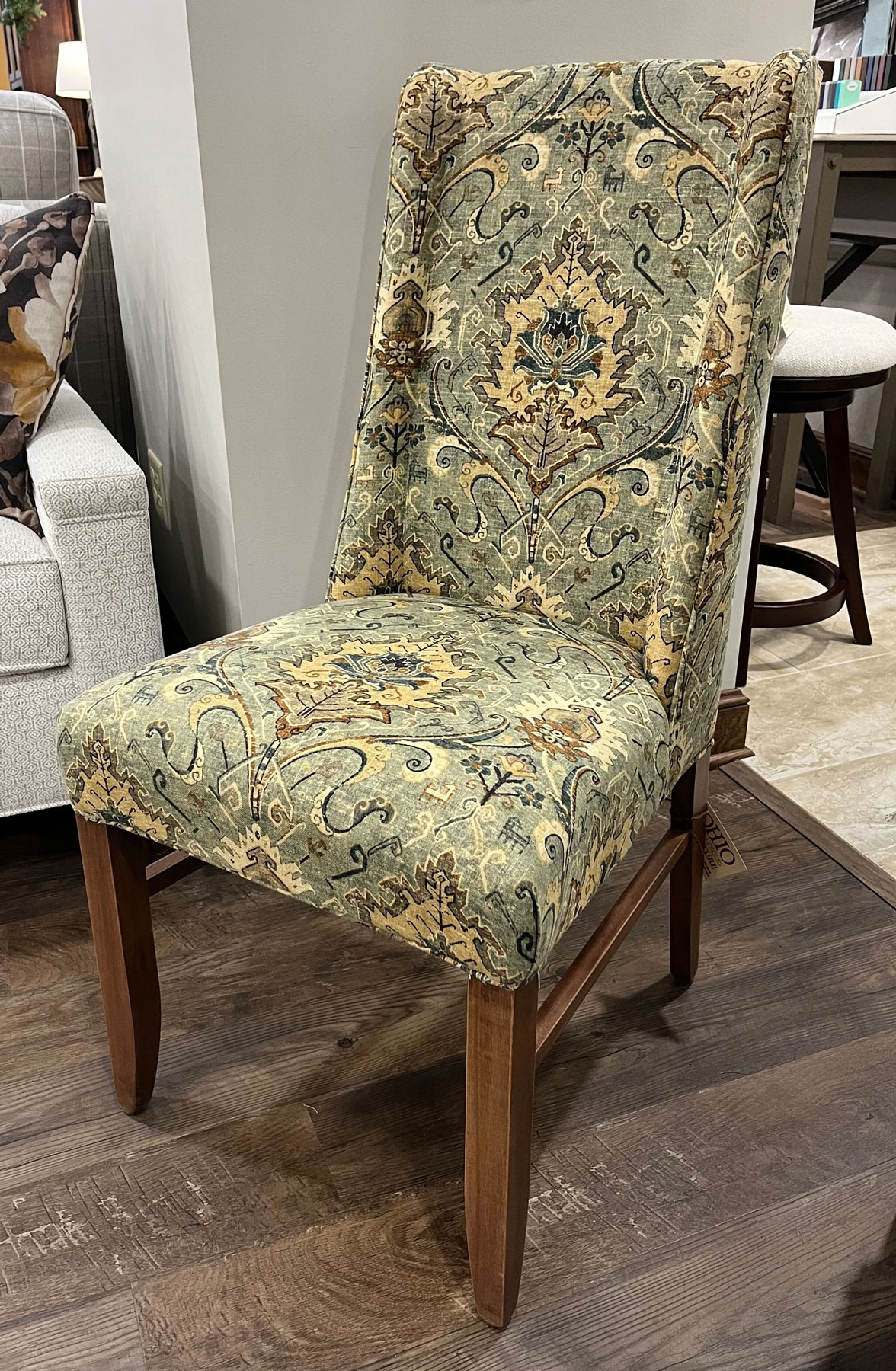 Stella Fabric Dining Chair in Brown Maple