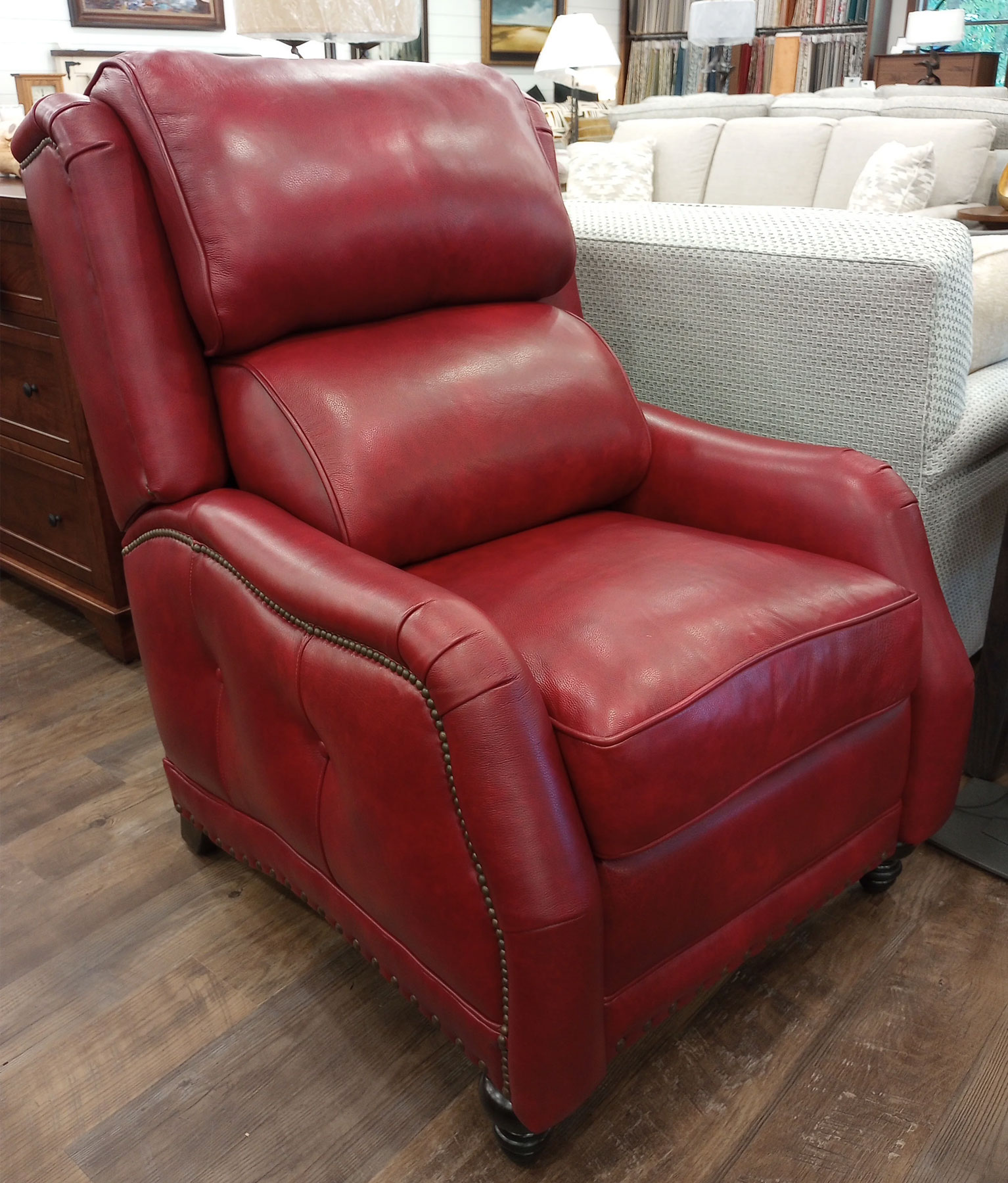 CC Leather 881 Reagan Recliner in Williamsburg Colonial Red Leather
