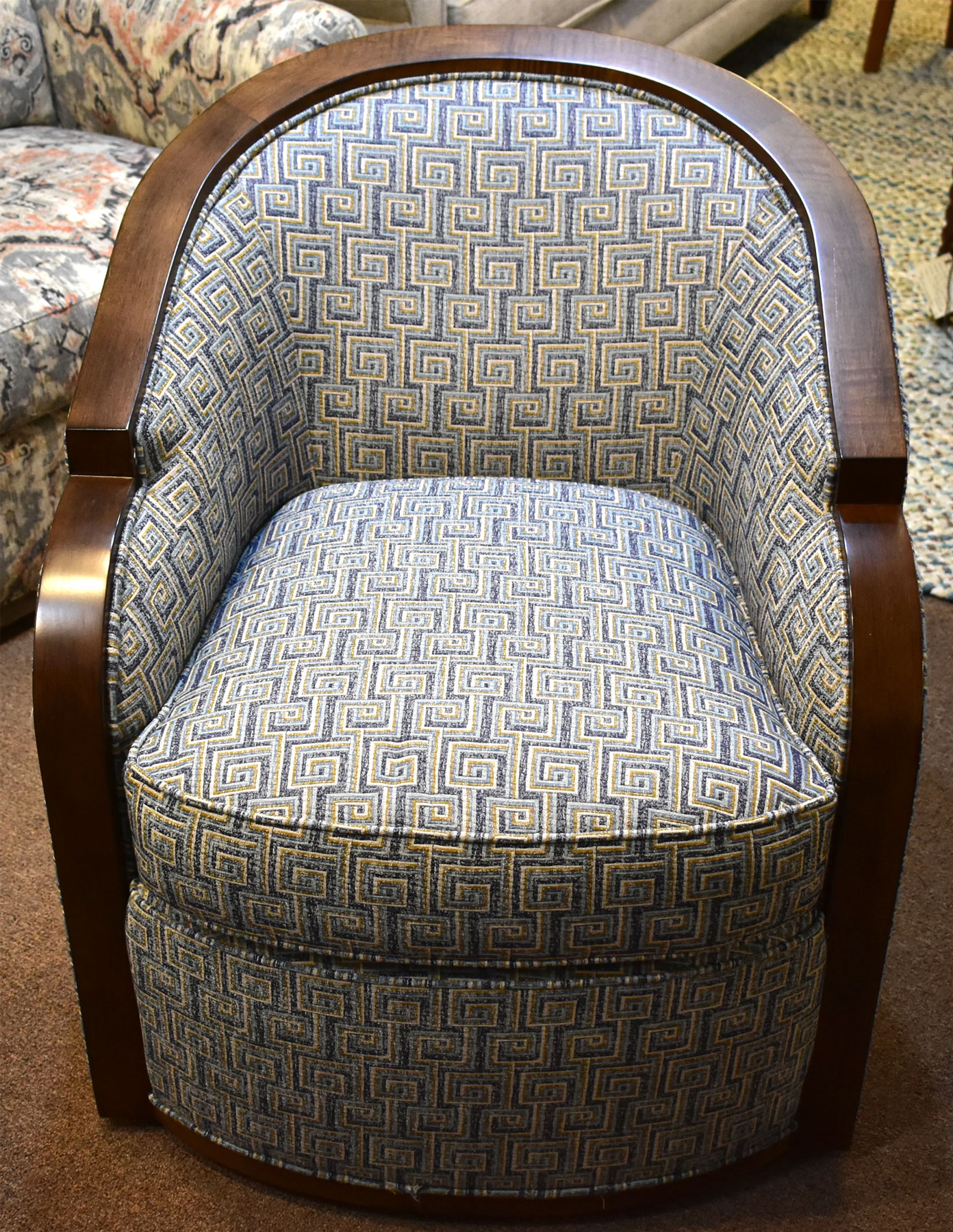Wesley Hall P608 Gracious Swivel Chair Kirkwood Denim Fabric