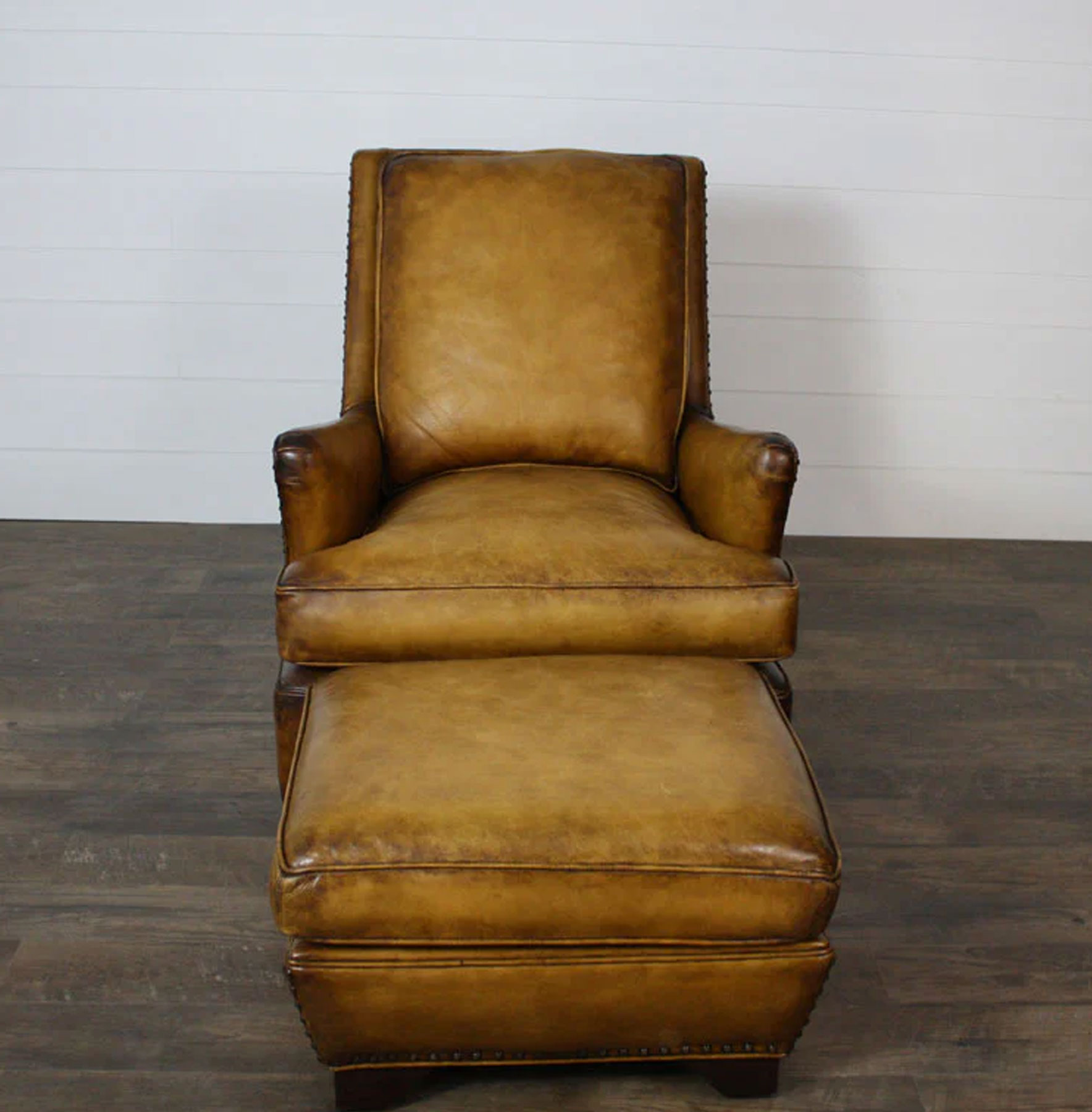 Our House 536 Wolfcreek Pass Chair and Ottoman in Whiskey Barrel Leather