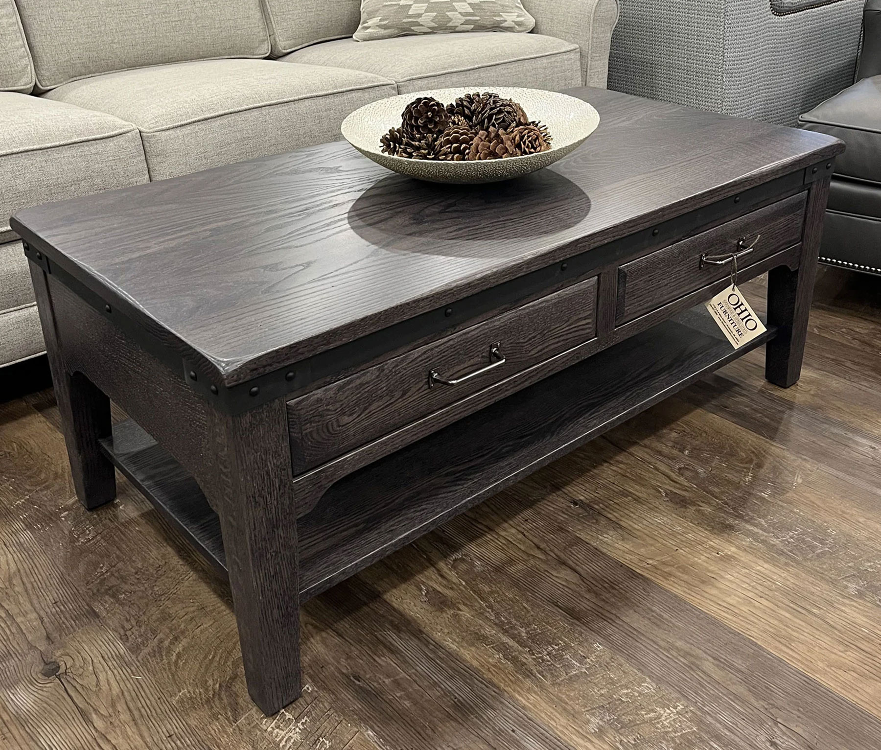 Koehler Road 48 inch Coffee Table with 2 Drawers in Red Oak