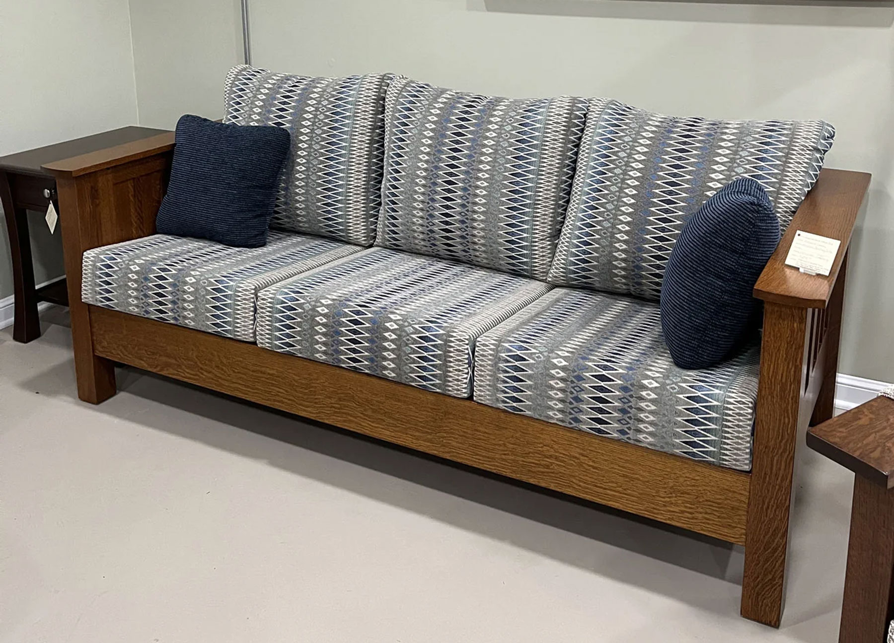 6400 Mission Seating Sofa in Quartersawn White Oak and Fabric Cushions