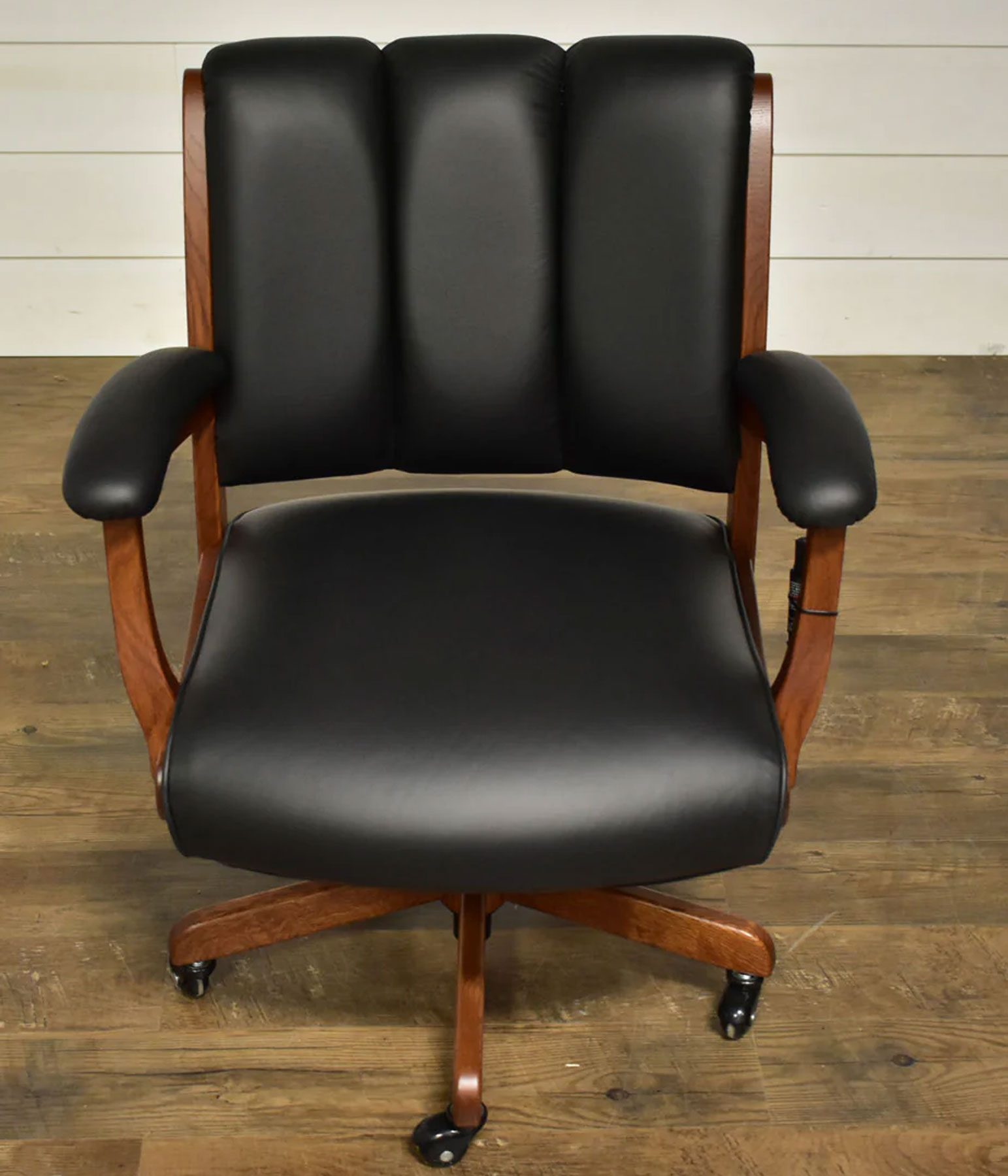 Edelweiss Arm Desk Chair in Black Leather