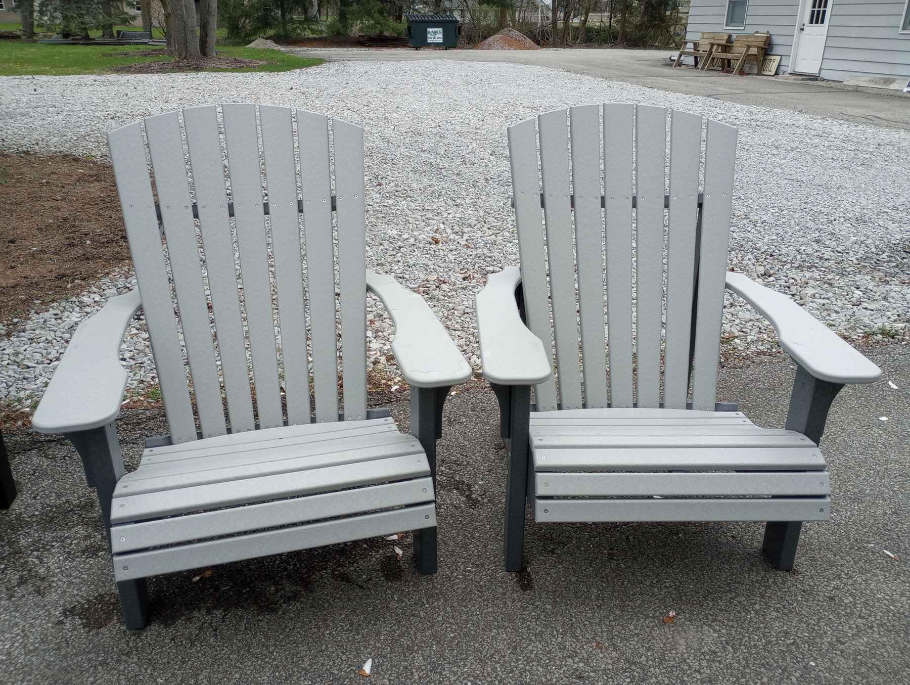 (2) Deluxe Adirondack Chairs in Dove Gray on Slate