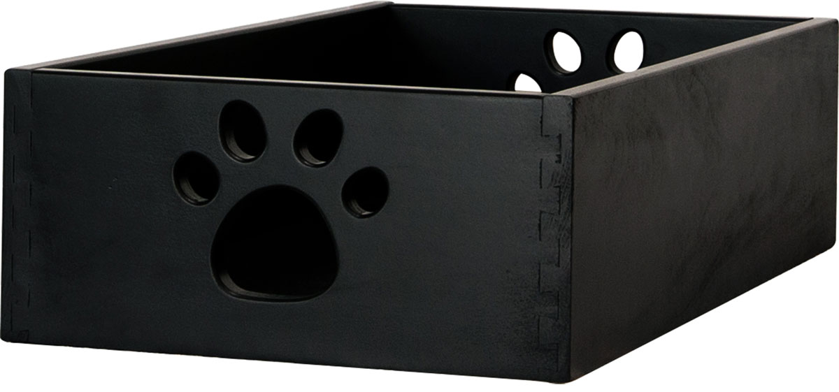 Small Black Pet Toy Box with Paw Print 
