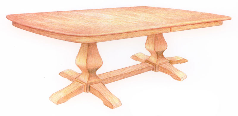 Ashley Double-Pedestal Table with 6 Feet