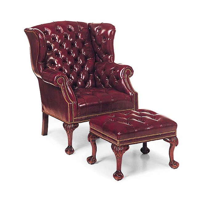 Leathercraft 141-38 Wing Chair and 143-3 Ottoman