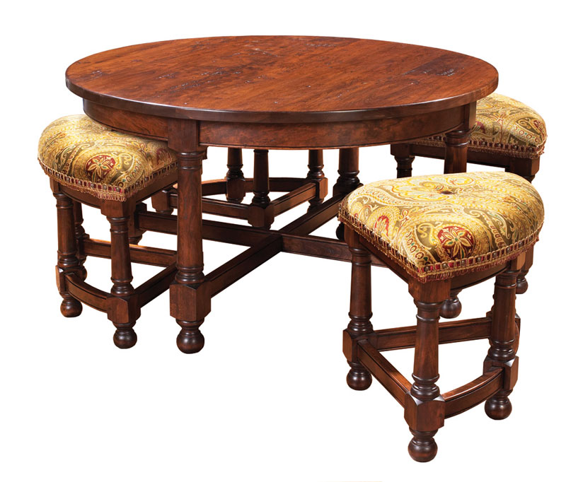 Mackenzie Dow Round Cocktail Table with Nesting Stools