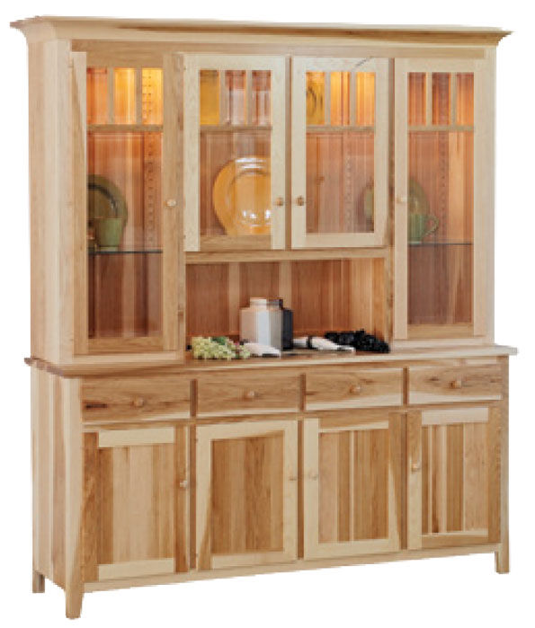 Shaker Impression Four Door China Hutch with Center Opening