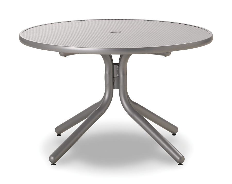 Telescope Casual 36 Inch Round Height Embossed Aluminum Top Telescope Casual 36 Inch Round Height Embossed Aluminum Top Table With Hole Base And