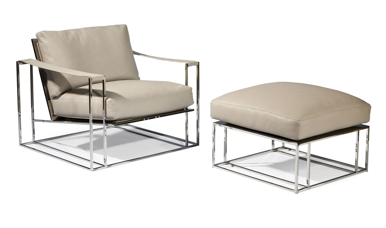 Thayer Coggin 1250-103 Sling Chair and 1250-000 Ottoman by Milo Baughman