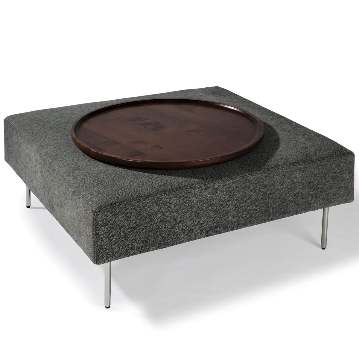 Thayer Coggin 1431-009 Slice Square Ottoman with 1431-08 Large Round Table Tray 