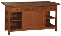 2 Door, 3 Drawer Kitchen Island with 2 Open Shelves