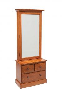 Mission Style Mirrored Armoire with 3 Drawer Base