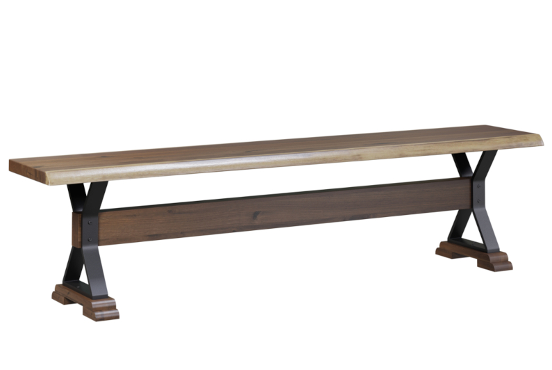 Live Edge Bench with 410 Metal X Base
