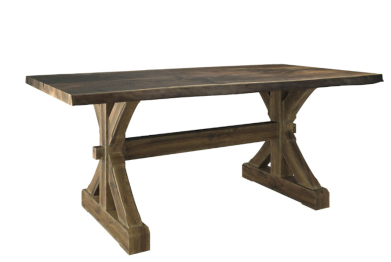Live Edge Table with 402 Barn Beam Trestle Base