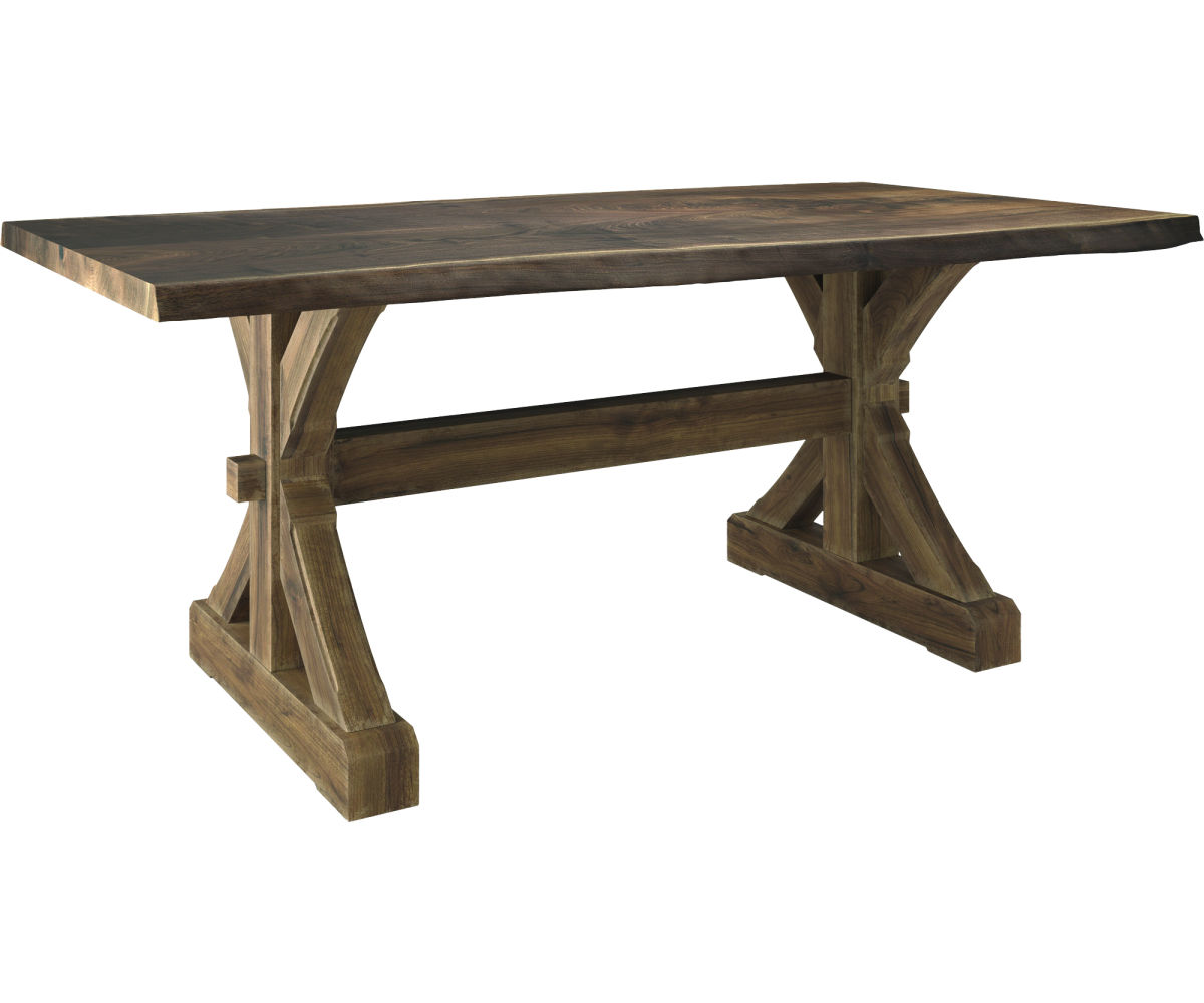 Live Edge Table with 402 Barn Beam Trestle Base