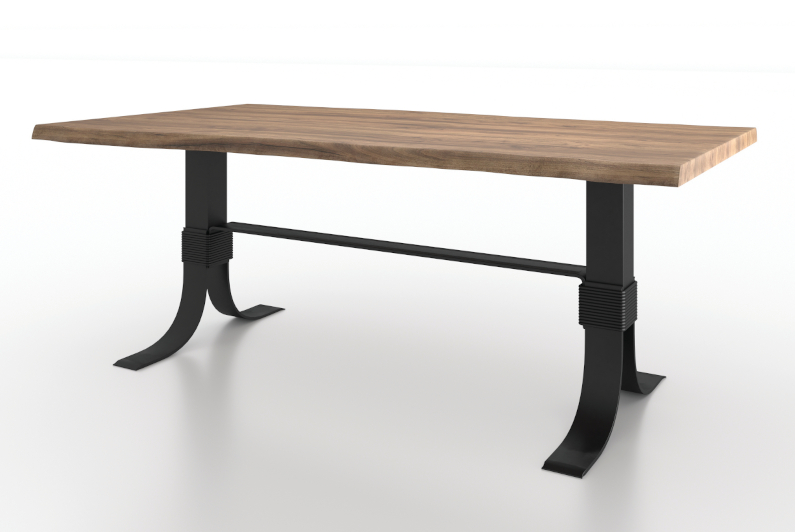 Live Edge Table with 407 Metal Wrap Around Base