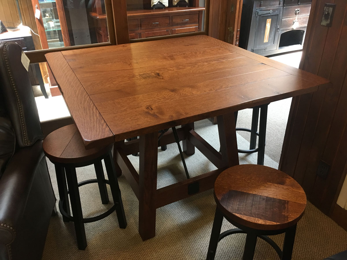 Setttler's Pub Trestle shown in Quartersawn White Oak with OCS-113 Michaels Stain.