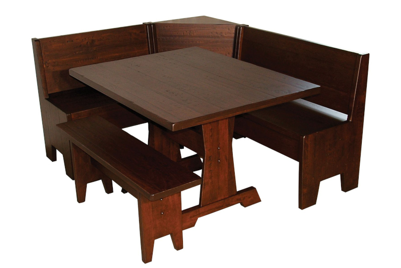 Heritage Corner Breakfast Nook Set with Rectangular Table and Bench