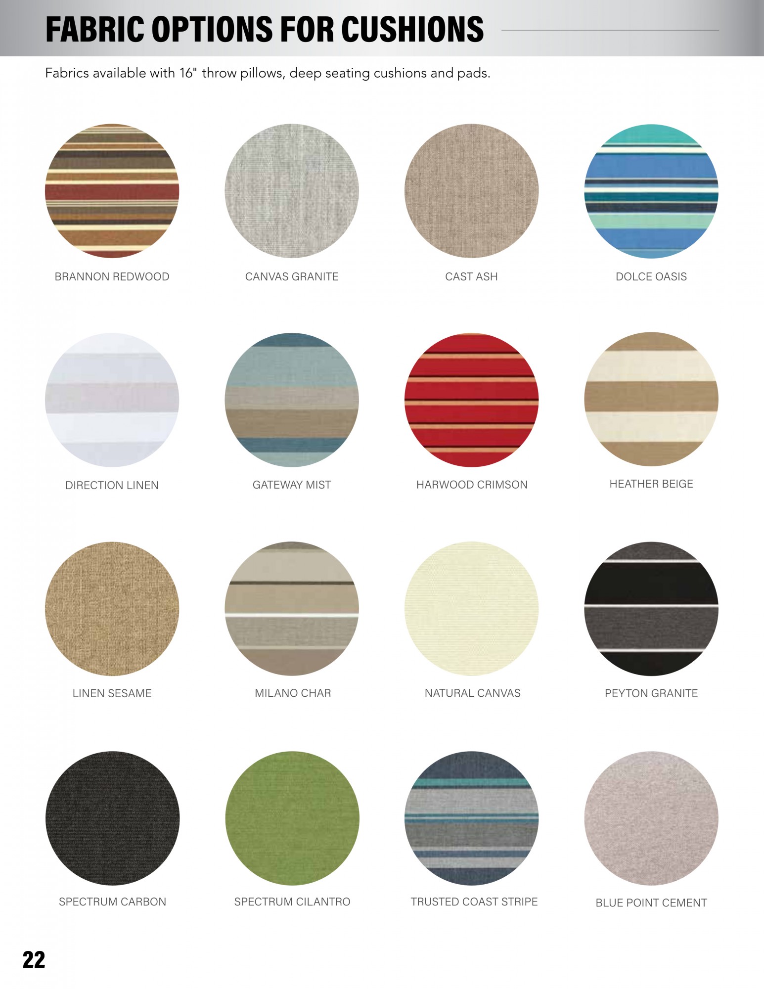 Cushion Fabric Color Options