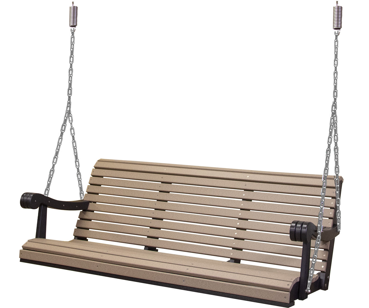 5' Poly Grandpa Swing in Weatherwood & Black