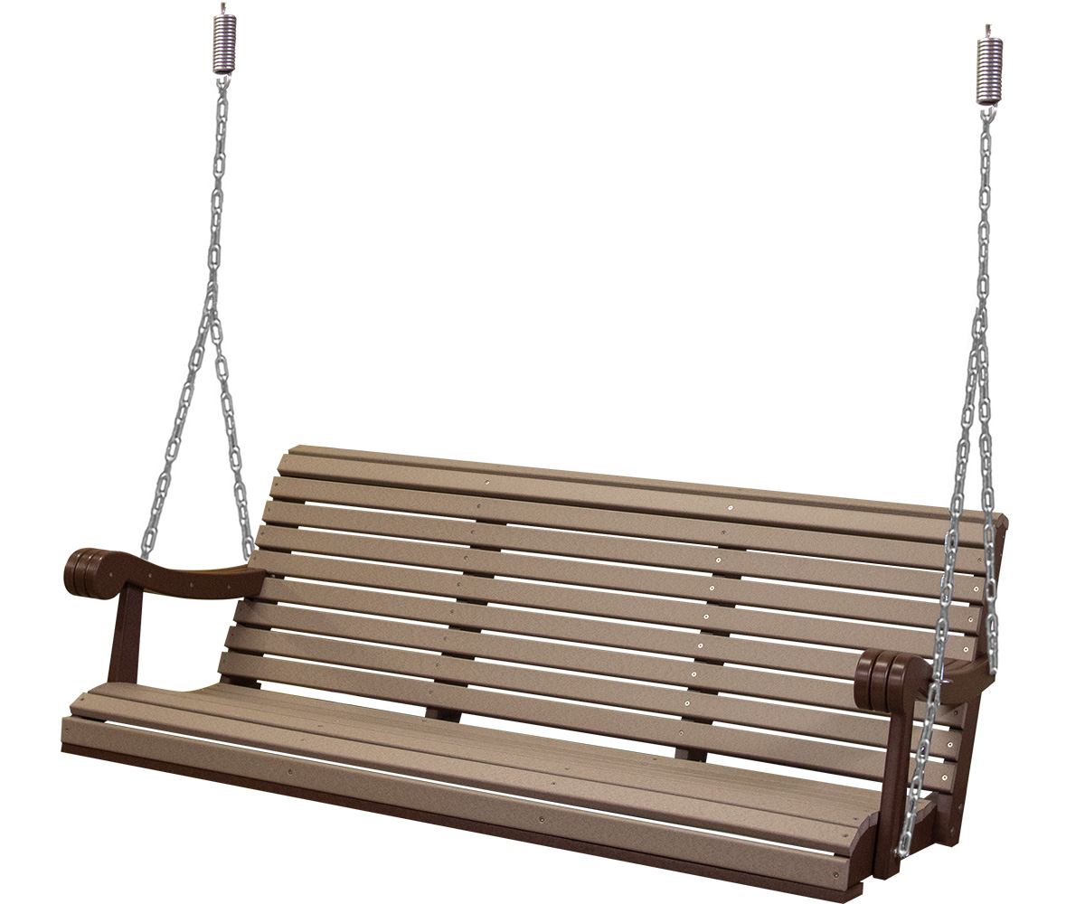 5' Poly Grandpa Swing in Weatherwood & Chocolate