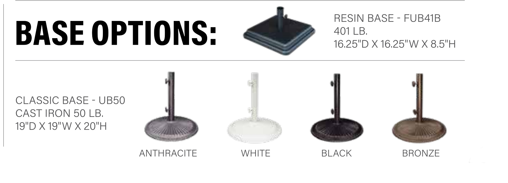 Base Options for Umbrellas
