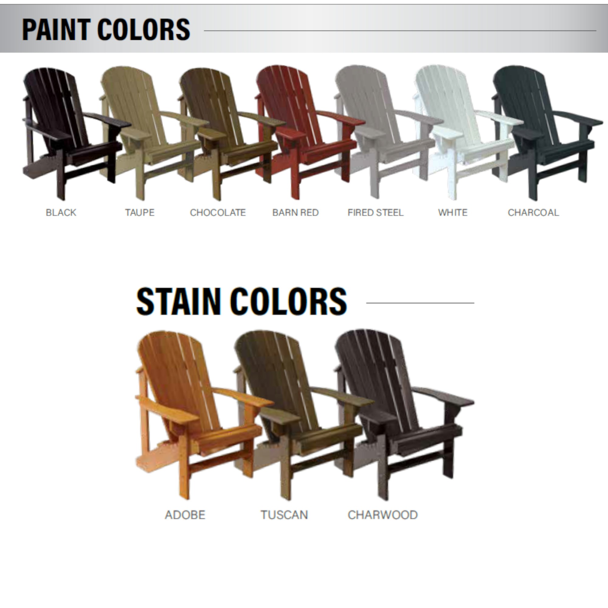 Paint and Stain Colors Available