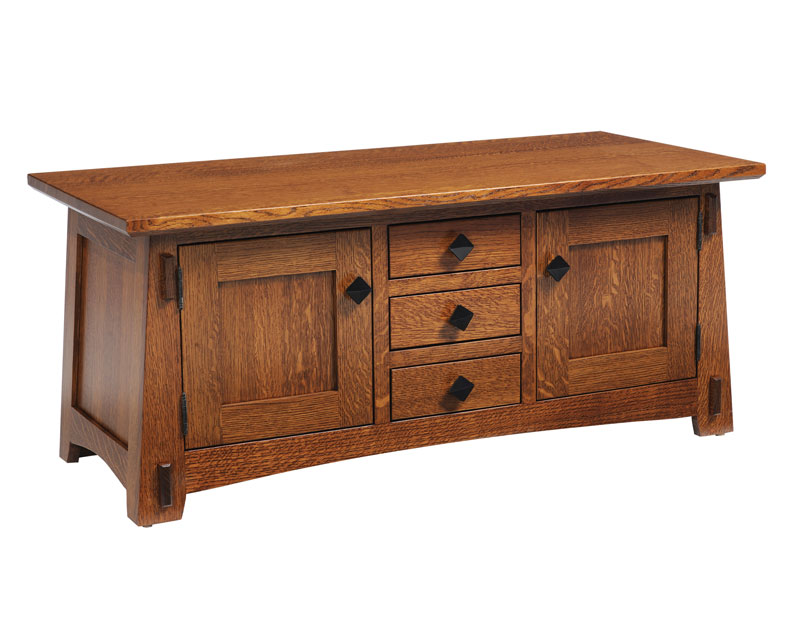 Olde Mission Coffee Table With Drawers Ohio Hardword Upholstered Olde Mission Coffee Table With Drawers In Quartersawn White Oak