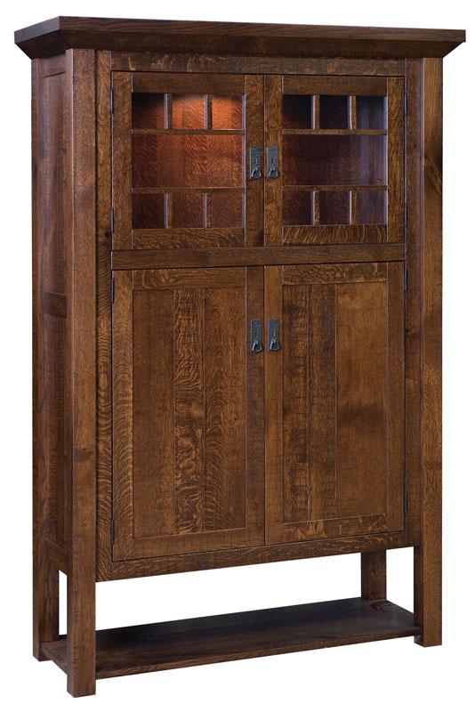 Alcoe Dining Cabinet shown in Rustic Quartersawn White Oak with a Resawn Design and OCS-117 Stain